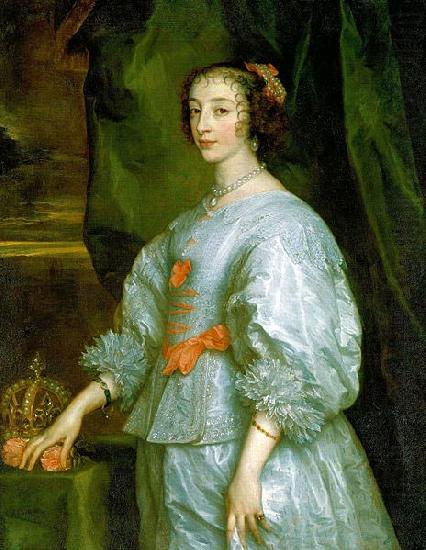 Princess Henrietta Maria of France, Queen consort of England. This is the first portrait of Henrietta Maria painted, Anthony Van Dyck